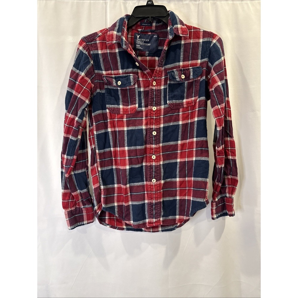 American Eagle Outfitters Men's Y2K Plaid Flannel Button-Up Shirt S
